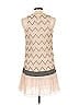Reiss 100% Silk Chevron-herringbone Tan Cocktail Dress Size 10 - photo 2