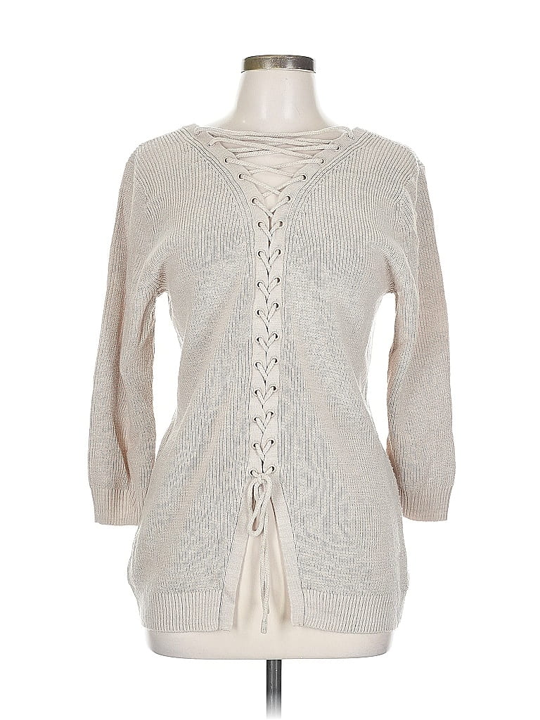 Soho JEANS NEW YORK & COMPANY 100% Acrylic Ivory Pullover Sweater Size L - photo 1