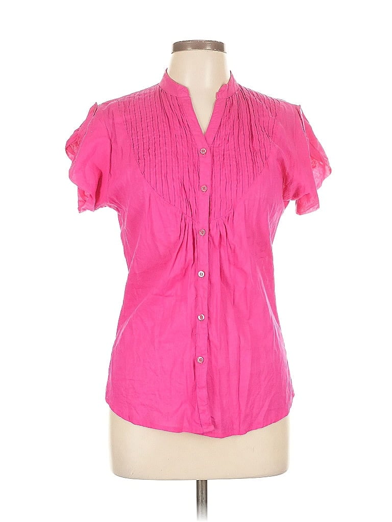 UNITI 100% Cotton Pink Short Sleeve Blouse Size L - photo 1