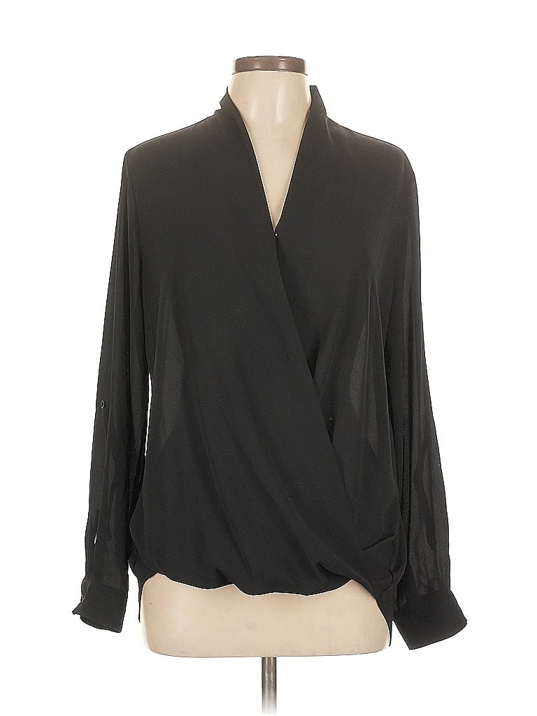 Pleione 100% Polyester Black Long Sleeve Blouse Size L - photo 1