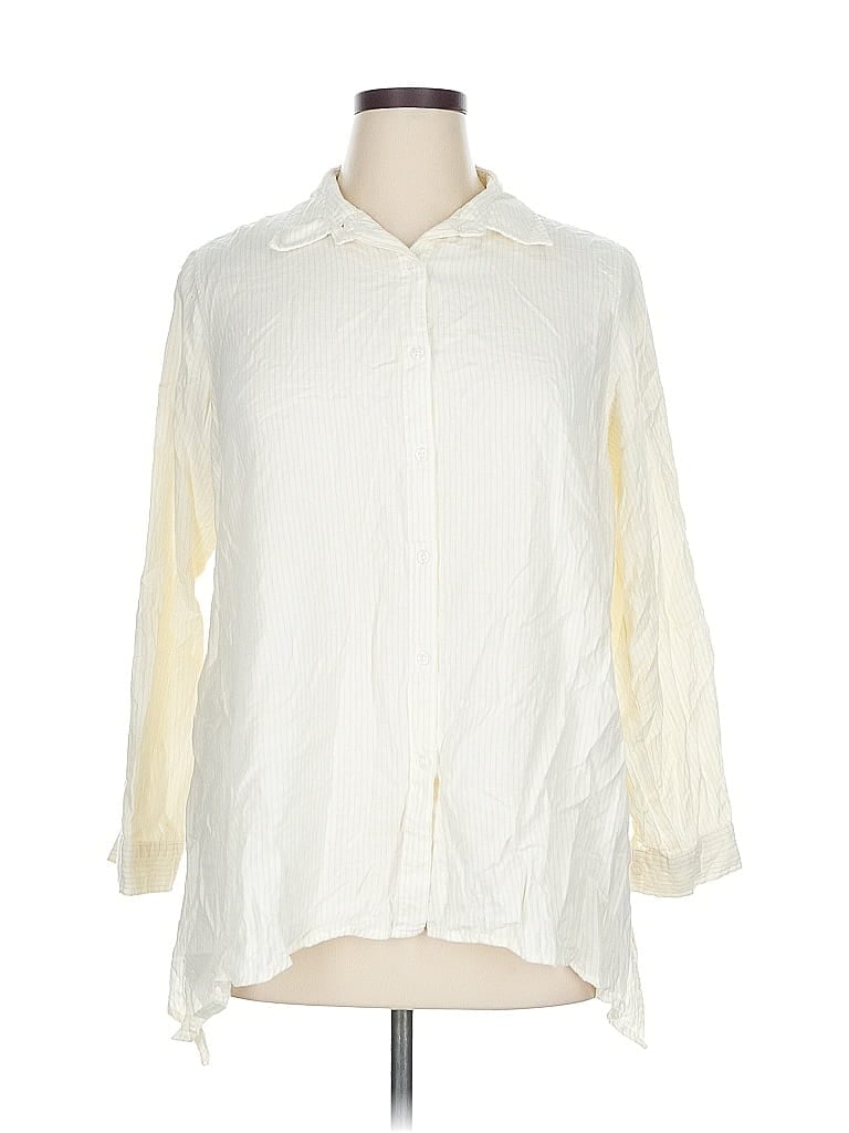 Pre-owned Zac & Rachel 3/4 Sleeve Button Down Shirt In White