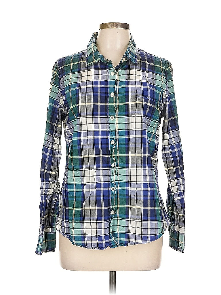 Pre-owned J.crew Factory Store Long Sleeve Button Down Shirt In Blue