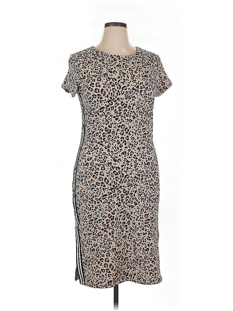 No Boundaries 100% Recycled Polyester Animal Print Tan Casual Dress Size XL - photo 1