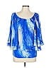 Alberto Makali 100% Polyester Blue 3/4 Sleeve Blouse Size L - photo 1