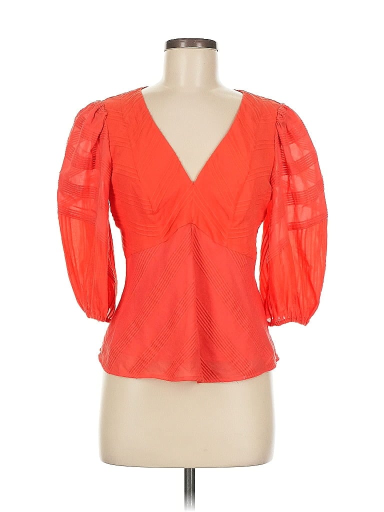 Pre-owned Rebecca Taylor 3/4 Sleeve Blouse In Orange