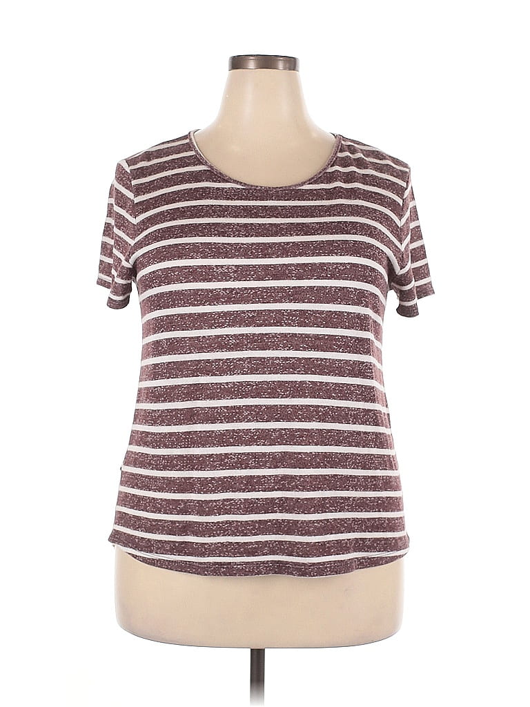 Pre-owned Pink Clover Short Sleeve Top Burgundy Scoop Neck Tops