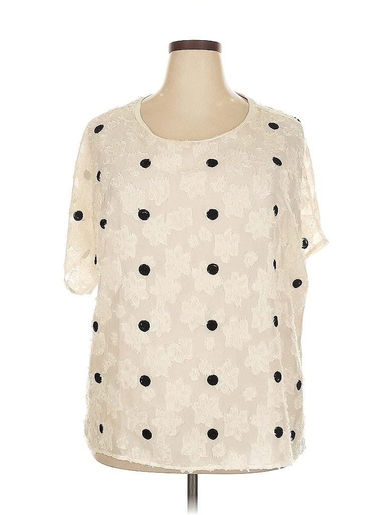 Pre-owned Violetta Short Sleeve Blouse In White