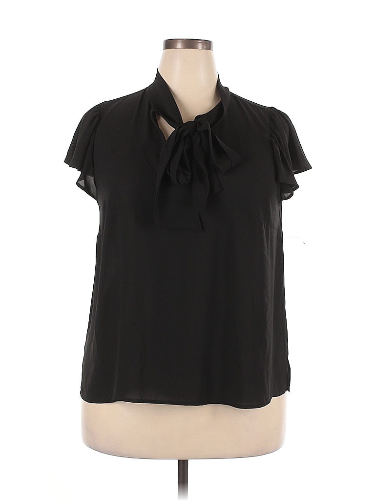 ELOQUII 100% Polyester Black Short Sleeve Blouse Size 18 - photo 1