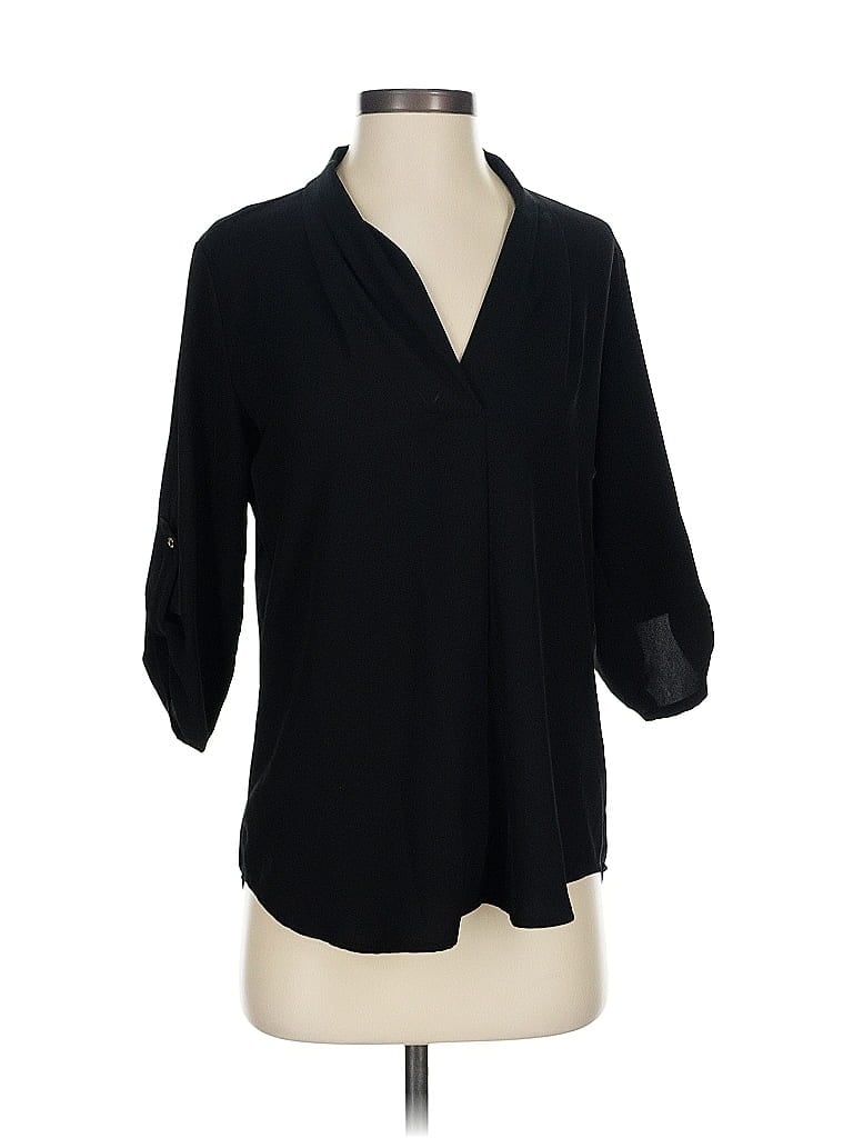 Pre-owned Calvin Klein 3/4 Sleeve Blouse In Black