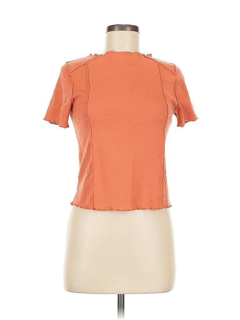 Pre-owned En Elly Short Sleeve Turtleneck In Orange