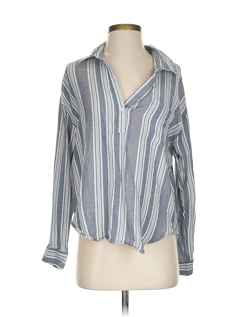 Sundry Stripes Blue Long Sleeve Blouse Size Sm (1) - photo 1