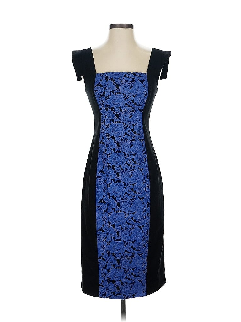 Black Halo Graphic Blue Cocktail Dress Size 2 - photo 1