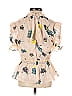 Self-Portrait 100% Polyester Ivory Tan Short Sleeve Blouse Size 2 - photo 2