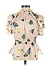 Self-Portrait 100% Polyester Ivory Tan Short Sleeve Blouse Size 2 - photo 1