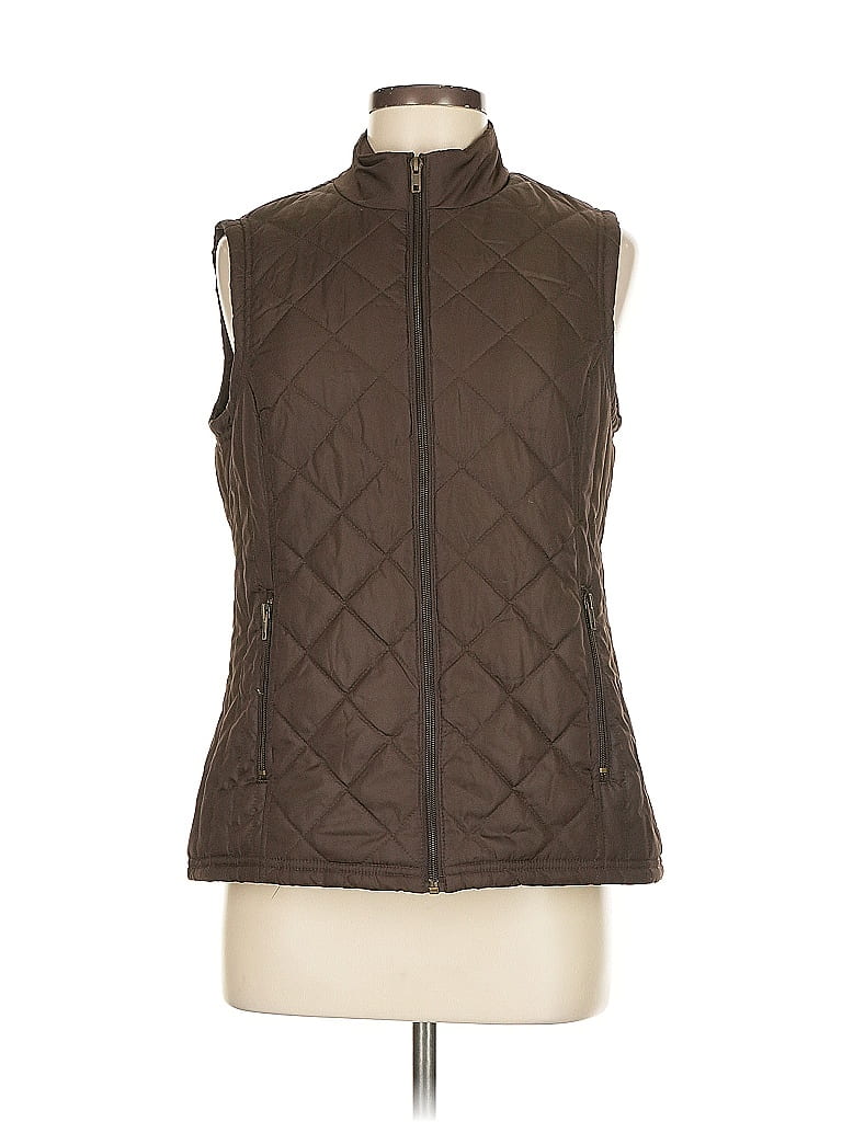 Coalition LA brown faux fur lined quilted vest, sz M, GUC