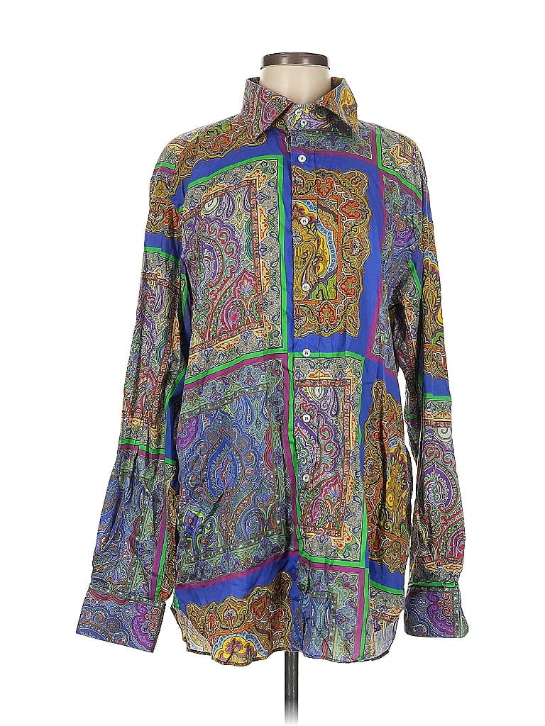 ETRO Paisley Green Purple Long Sleeve Blouse Size EU (IT) 44 / US 8 - photo 1