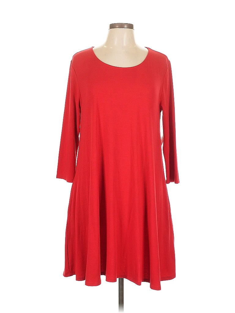 Soho JEANS NEW YORK & COMPANY Solid Red Casual Dress Size L - photo 1