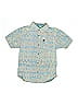 Quiksilver 100% Cotton Chevron-herringbone Blue Short Sleeve Button-Down Shirt Size S (youth) - photo 1