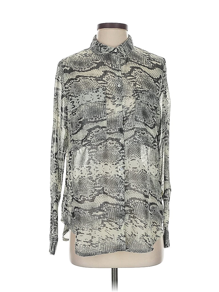 Pre-owned Kut From The Kloth Long Sleeve Blouse In Silver
