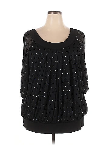 DressBarn 100% Polyester Black 3/4 Sleeve Top Size 20