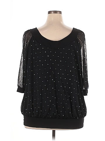 DressBarn 100% Polyester Black 3/4 Sleeve Top Size 20