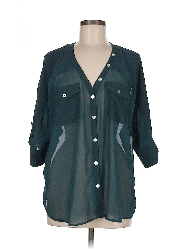 Pre-owned Black Rainn 3/4 Sleeve Blouse In Blue