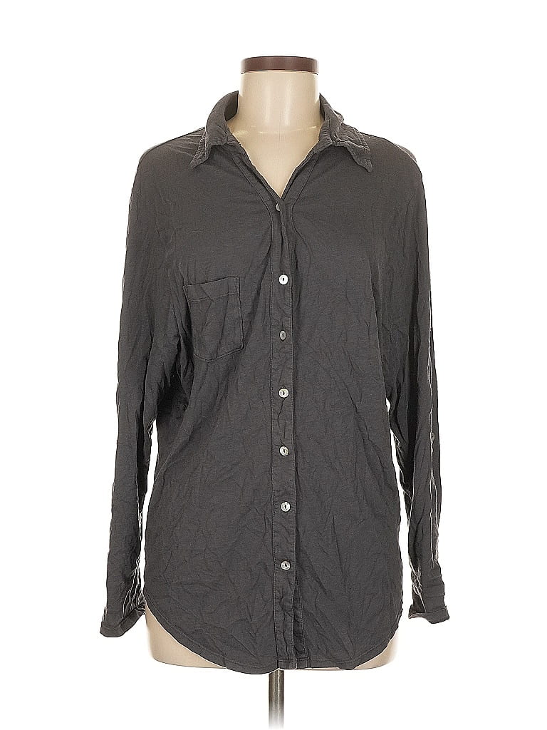 Pre-owned Michael Stars Long Sleeve Button Down Shirt In Gray