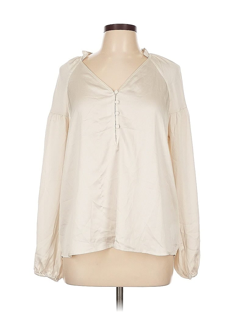 Pre-owned Express Long Sleeve Blouse In White