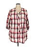 Catherines Plaid Pink 3/4 Sleeve Button-Down Shirt Size 2X - photo 1