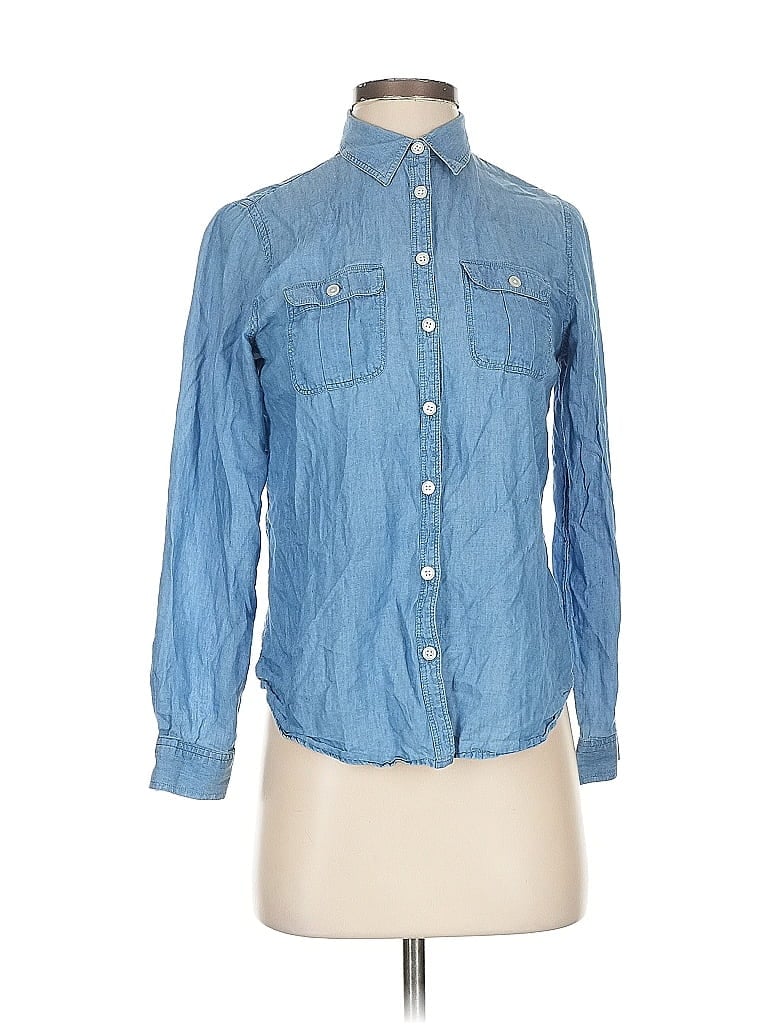 Pre-owned Ann Taylor Loft Long Sleeve Button Down Shirt In Blue