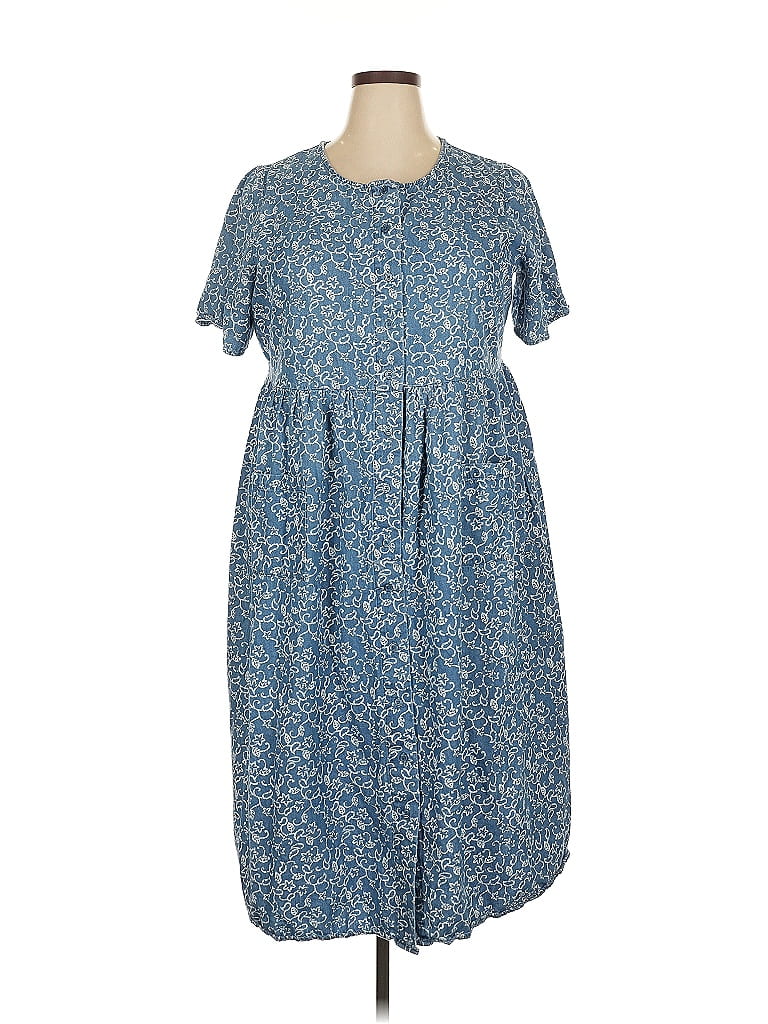 Woman Within 100% Cotton Blue Casual Dress Size 18 - photo 1