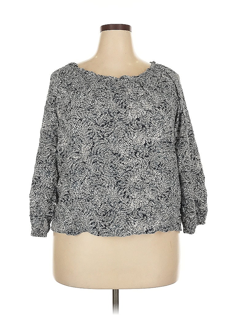 Pre-owned Ann Taylor Loft Outlet 3/4 Sleeve Blouse In Gray