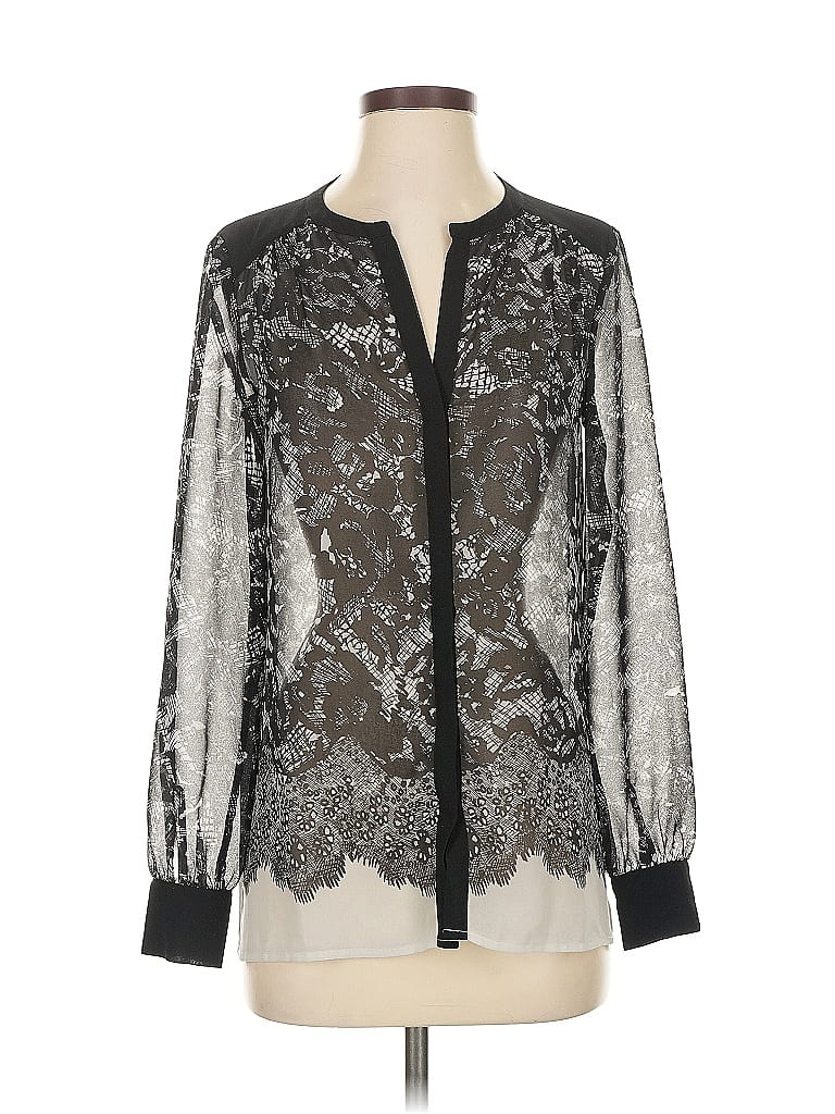 Pre-owned Ann Taylor Factory Long Sleeve Blouse In Silver