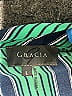 Gracia 100% Polyester Stripes Green Long Sleeve Blouse Size L - photo 7