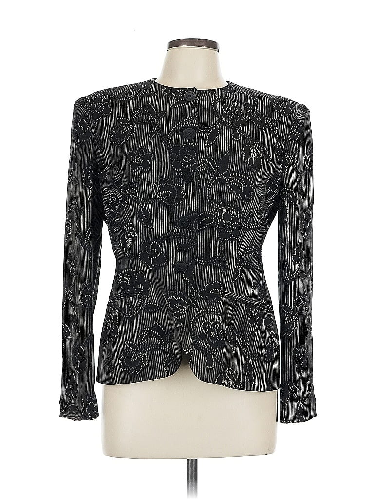 Pre-owned Jones New York Silk Blazer Jacket In Black