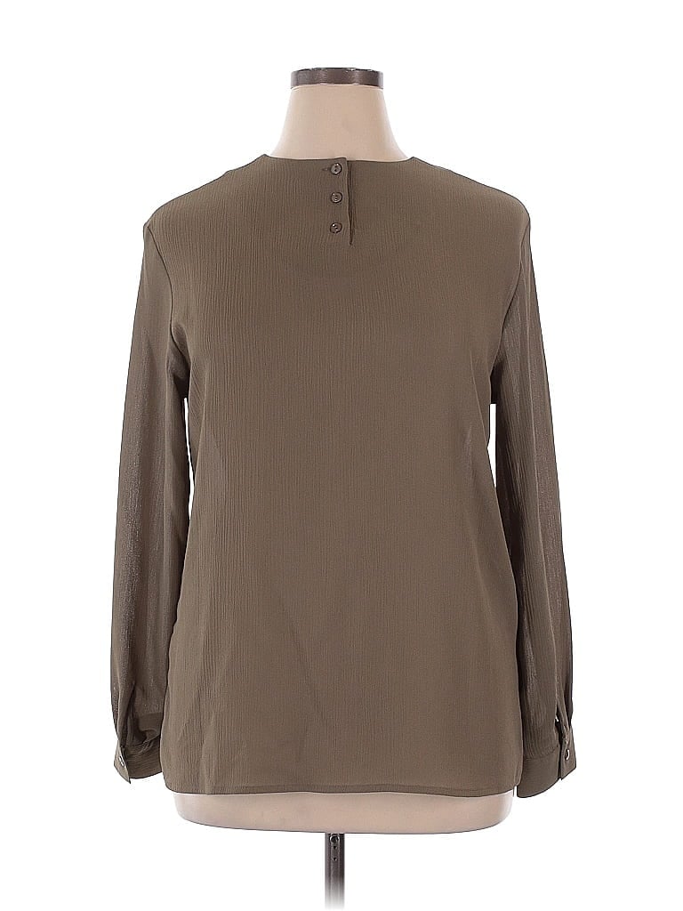 Pre-owned Chaus Long Sleeve Blouse In Brown