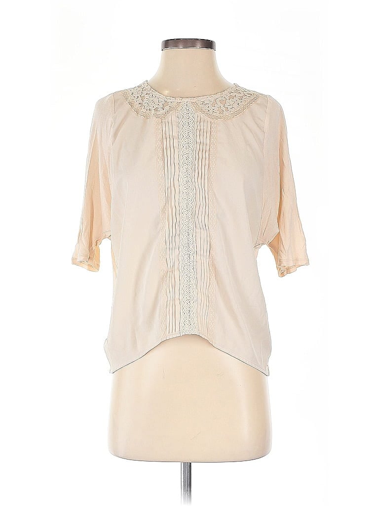 Pre-owned Lc Lauren Conrad Short Sleeve Blouse In White