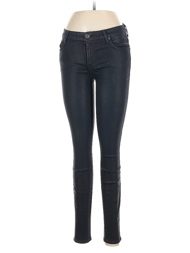 Pre-owned 7 For All Mankind Jeggings In Blue