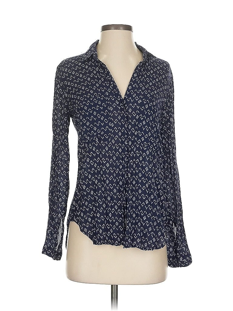 Pre-owned Cloth & Stone Long Sleeve Blouse In Blue