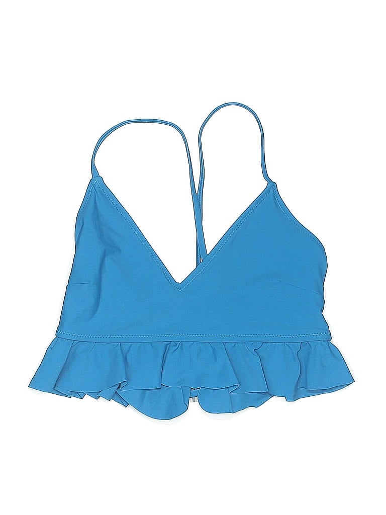 Click to view more detailed imagery on our partner's website Pre-owned Unbranded Swimsuit Top Blue Solid Pattern Swimwear