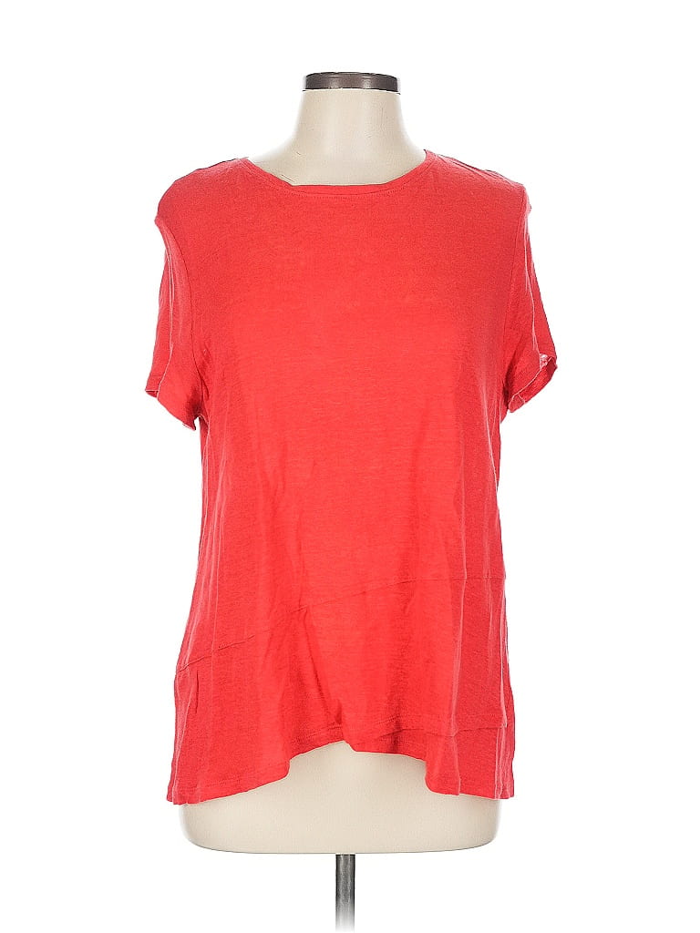 Pre-owned Jjill Short Sleeve Top Red Scoop Neck Tops