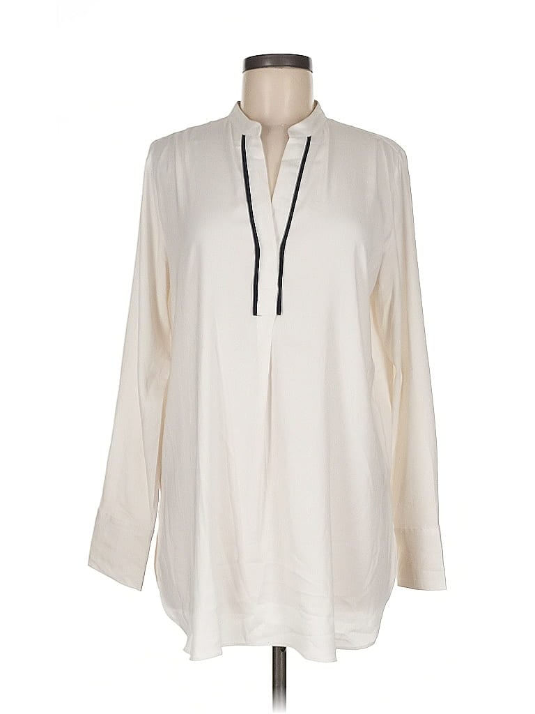 Pre-owned Ann Taylor Long Sleeve Blouse In White