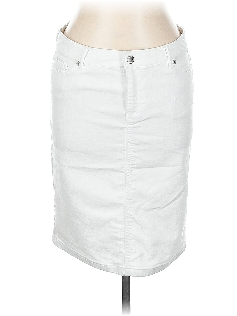 Women Pleated Denim Skirt - Off White - SW2601027A