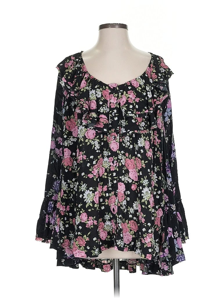 Pre-owned Free People Long Sleeve Blouse In Black