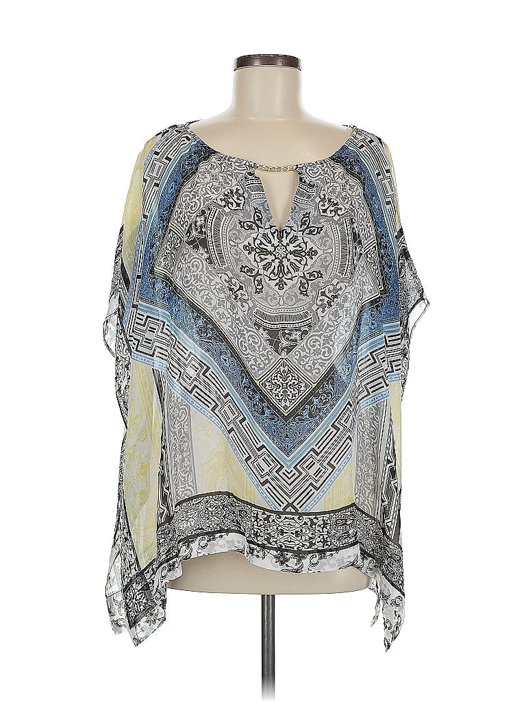 Hale Bob 100% Silk Silver 3/4 Sleeve Silk Top Size S - photo 1