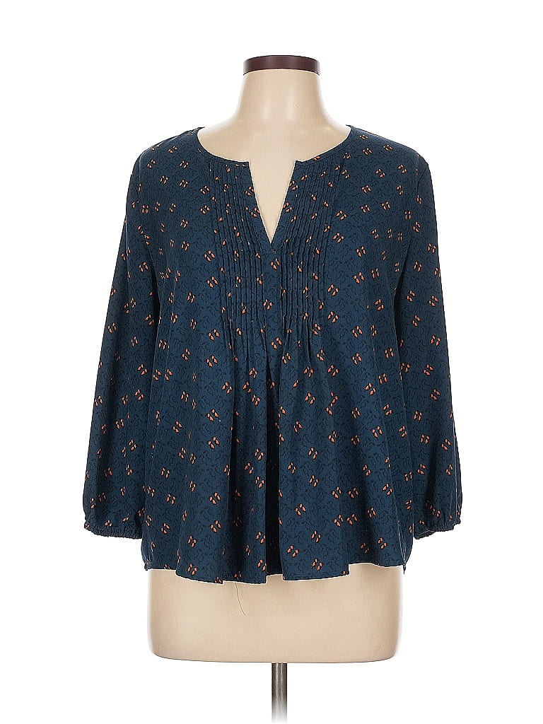 Collective Concepts 100% Polyester Blue 3/4 Sleeve Blouse Size L - photo 1