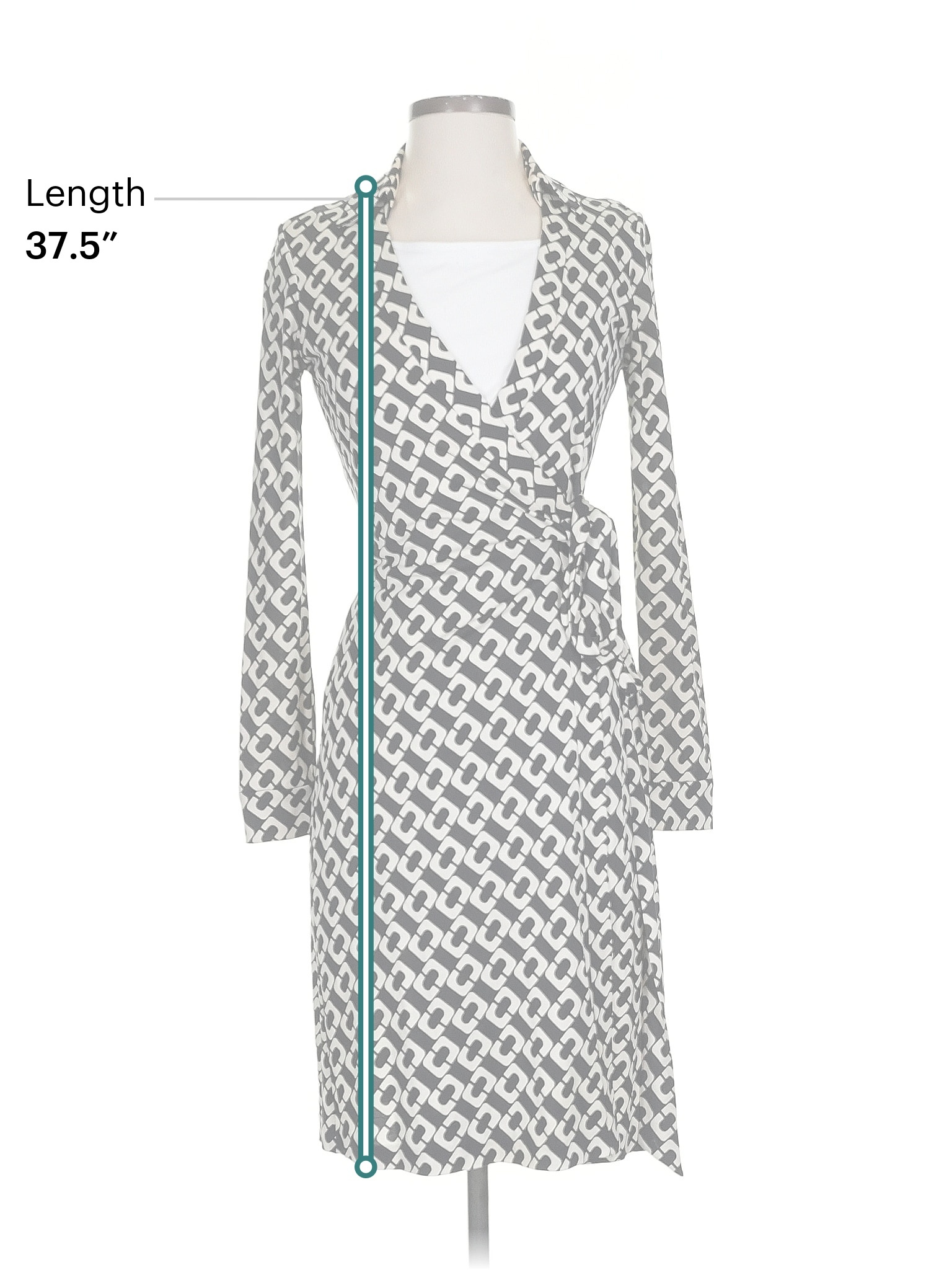 Diane von Furstenberg 100% Silk Houndstooth Gray Casual