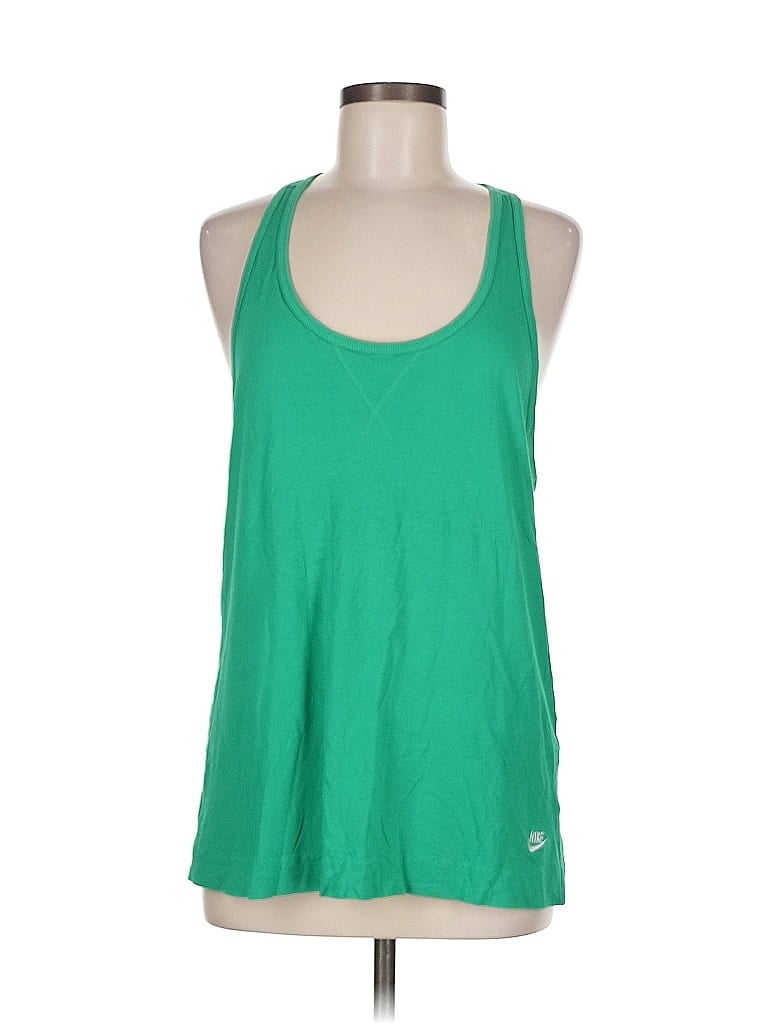 Pre-owned Nike Tank Top Green Halter Neckline Tops