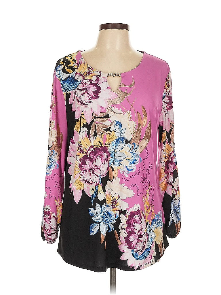 JM Collection Pink 3/4 Sleeve Blouse Size L - photo 1