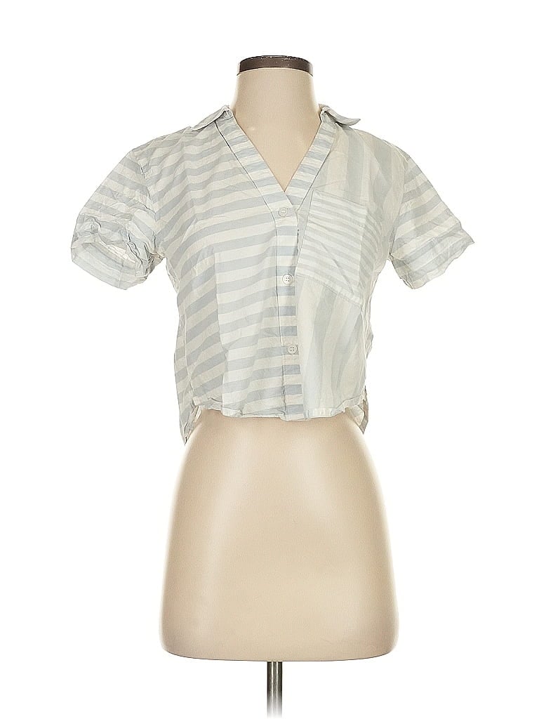 Pre-owned Madewell Short Sleeve Blouse In Silver
